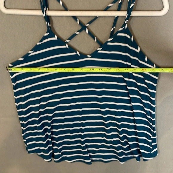 Papermoon Strappy Striped Teal White Loose Fit  Tank Top Women Size Small - Picture 4 of 7